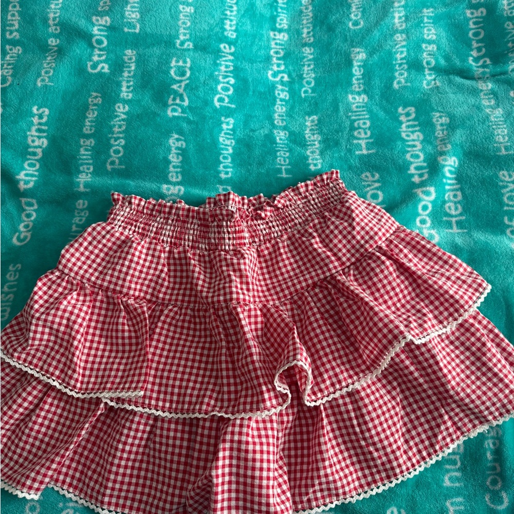 Women Ruffle Mini Skirt, Gingham A Line